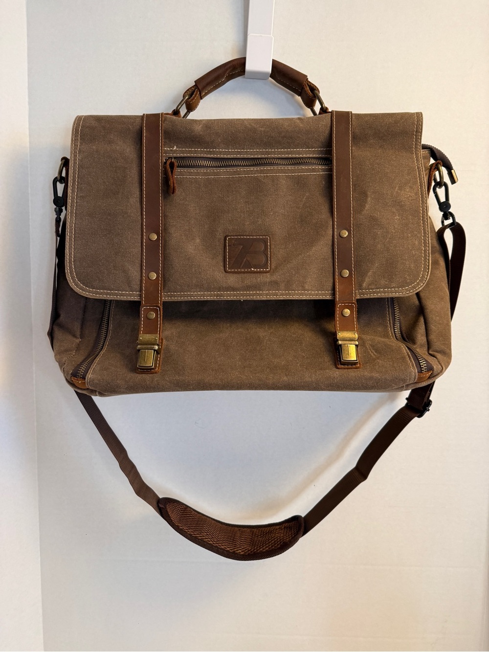 Vintage ZB Messenger Bag waterproof canvas and leather - Picture 8 of 12